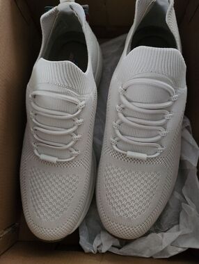 Womans skechers Lightweight Knit Slip-On Sneakers in Off-White